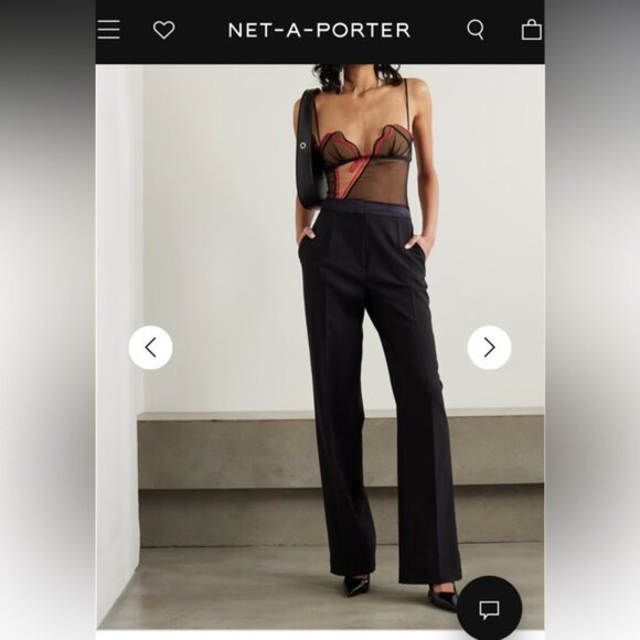 NENSI DOJAKA  BNWOT Satin-trimmed crepe wide-leg pant Made in Italy M - Picture 16 of 16